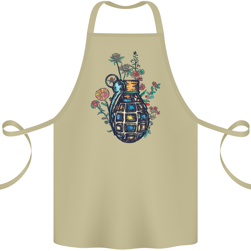 Peace Grenade Anti-War Pacifist World Hippy Cotton Apron 100% Organic Khaki