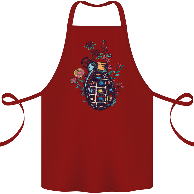 Peace Grenade Anti-War Pacifist World Hippy Cotton Apron 100% Organic Maroon