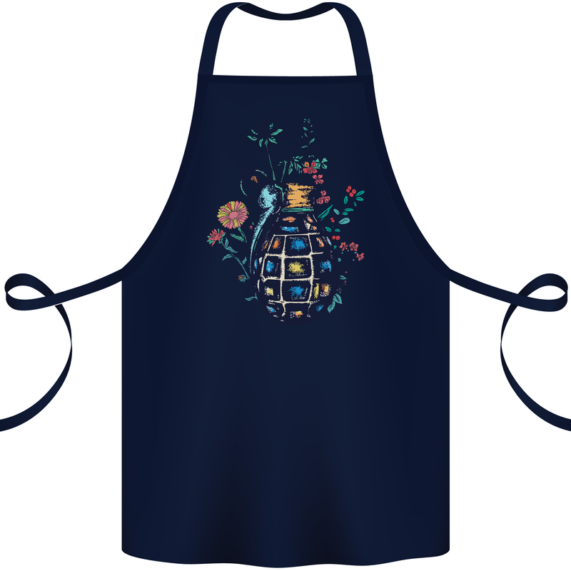Peace Grenade Anti-War Pacifist World Hippy Cotton Apron 100% Organic Navy Blue