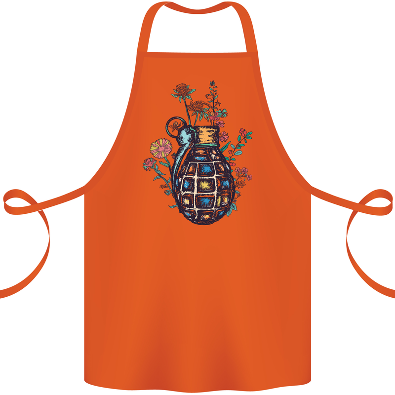 Peace Grenade Anti-War Pacifist World Hippy Cotton Apron 100% Organic Orange