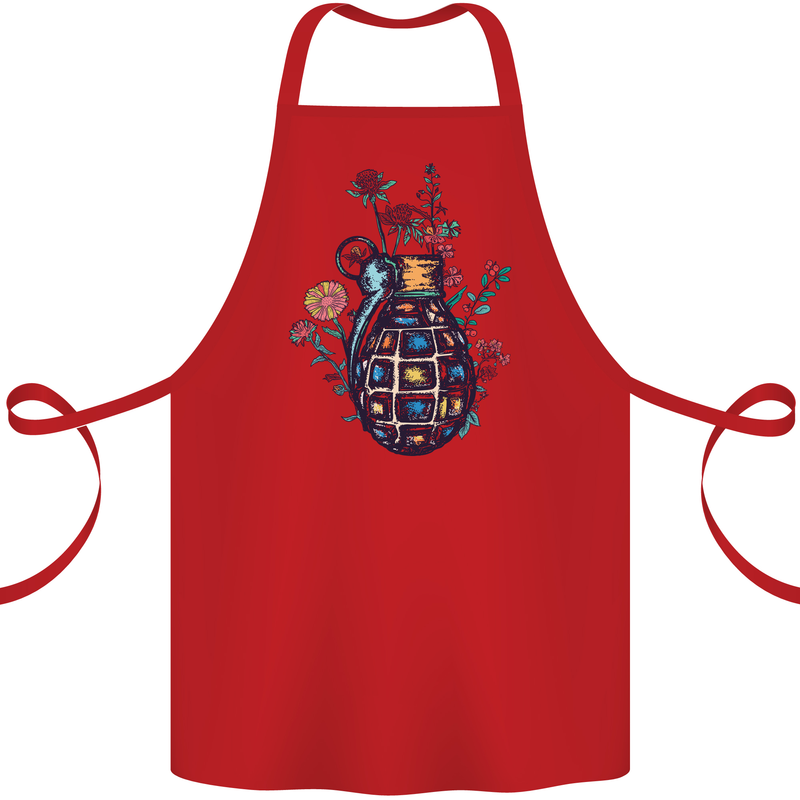 Peace Grenade Anti-War Pacifist World Hippy Cotton Apron 100% Organic Red