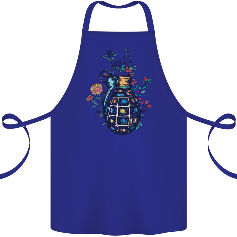 Peace Grenade Anti-War Pacifist World Hippy Cotton Apron 100% Organic Royal Blue