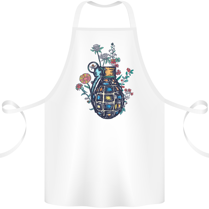 Peace Grenade Anti-War Pacifist World Hippy Cotton Apron 100% Organic White