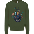 Peace Grenade Anti-War Pacifist World Hippy Kids Sweatshirt Jumper Forest Green