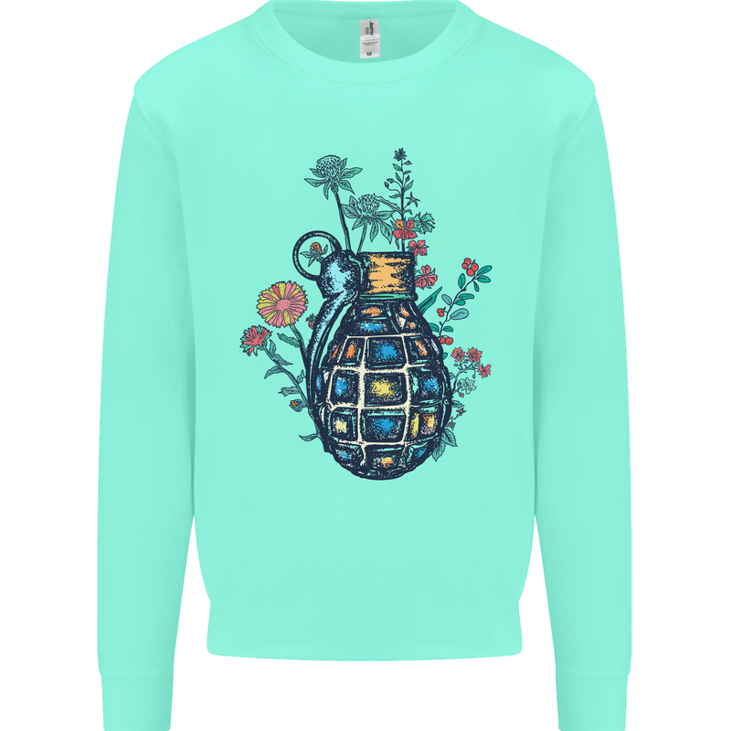Peace Grenade Anti-War Pacifist World Hippy Kids Sweatshirt Jumper Peppermint