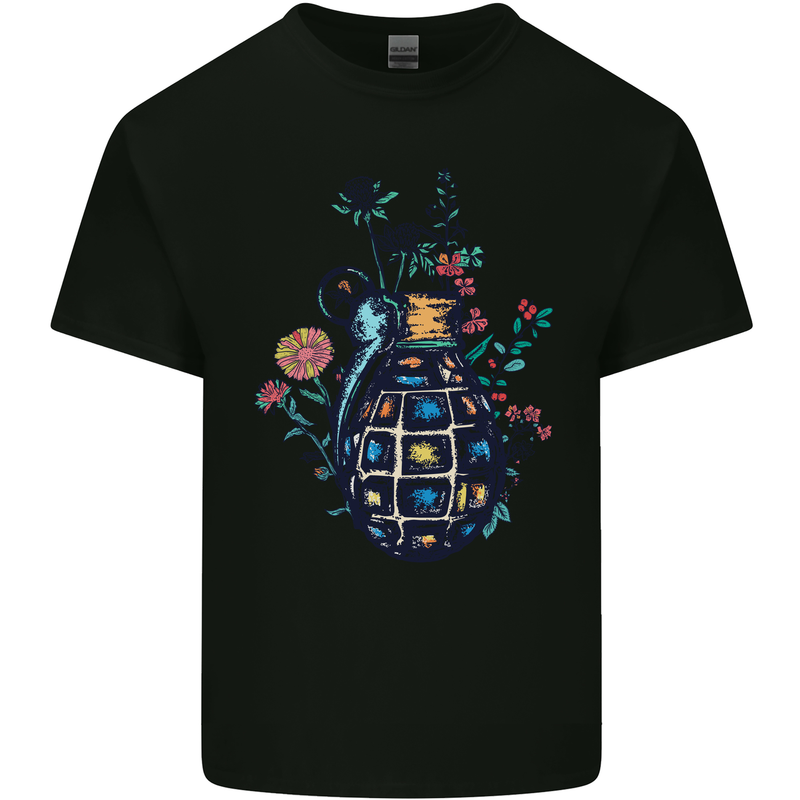 Peace Grenade Anti-War Pacifist World Hippy Kids T-Shirt Childrens Black