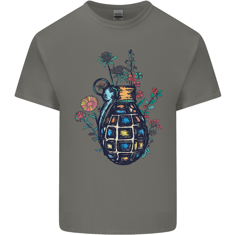 Peace Grenade Anti-War Pacifist World Hippy Kids T-Shirt Childrens Charcoal