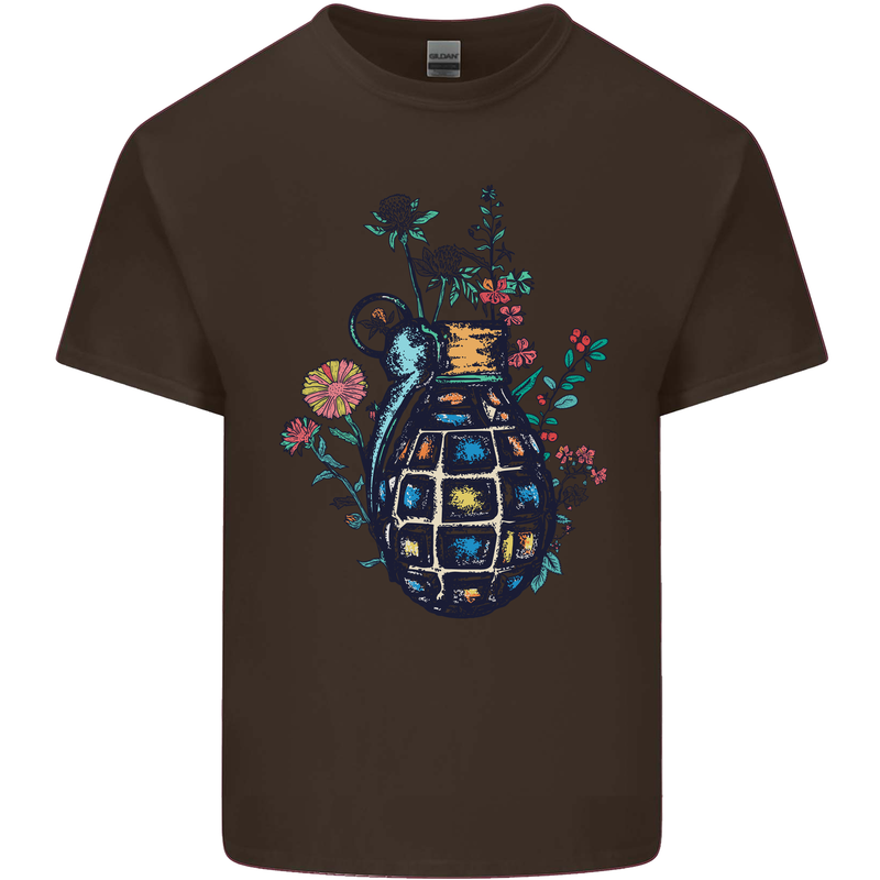 Peace Grenade Anti-War Pacifist World Hippy Kids T-Shirt Childrens Chocolate