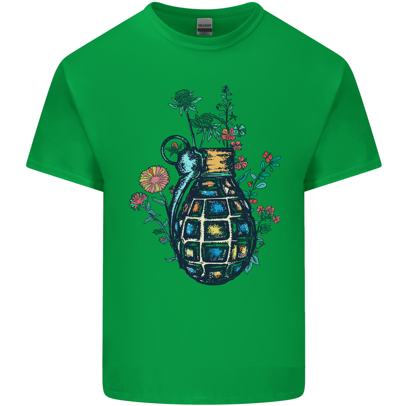 Peace Grenade Anti-War Pacifist World Hippy Kids T-Shirt Childrens Irish Green