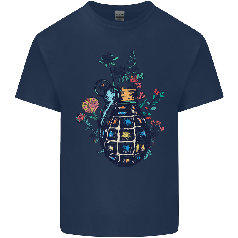 Peace Grenade Anti-War Pacifist World Hippy Kids T-Shirt Childrens Navy Blue