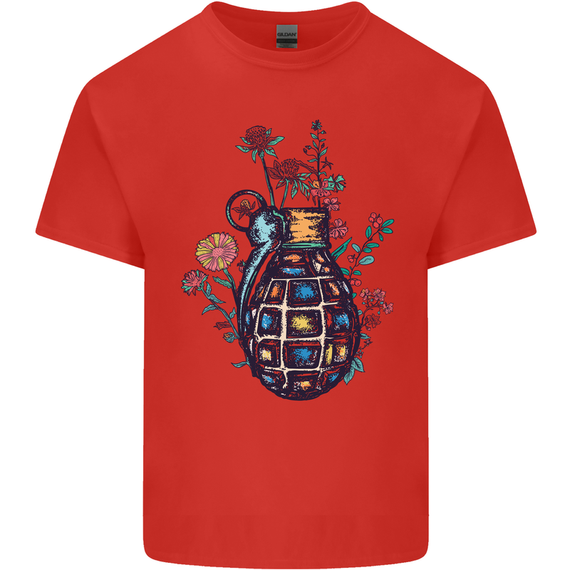 Peace Grenade Anti-War Pacifist World Hippy Kids T-Shirt Childrens Red