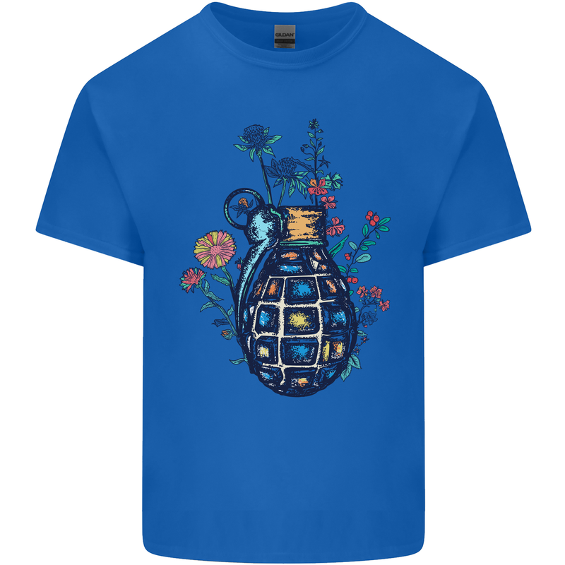 Peace Grenade Anti-War Pacifist World Hippy Kids T-Shirt Childrens Royal Blue