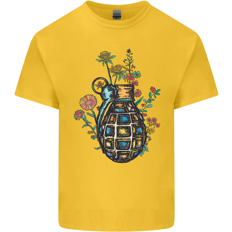 Peace Grenade Anti-War Pacifist World Hippy Kids T-Shirt Childrens Yellow