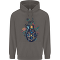Peace Grenade Anti-War Pacifist World Hippy Mens 80% Cotton Hoodie Charcoal