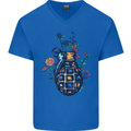Peace Grenade Anti-War Pacifist World Hippy Mens V-Neck Cotton T-Shirt Royal Blue