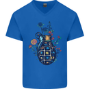 Peace Grenade Anti-War Pacifist World Hippy Mens V-Neck Cotton T-Shirt Royal Blue