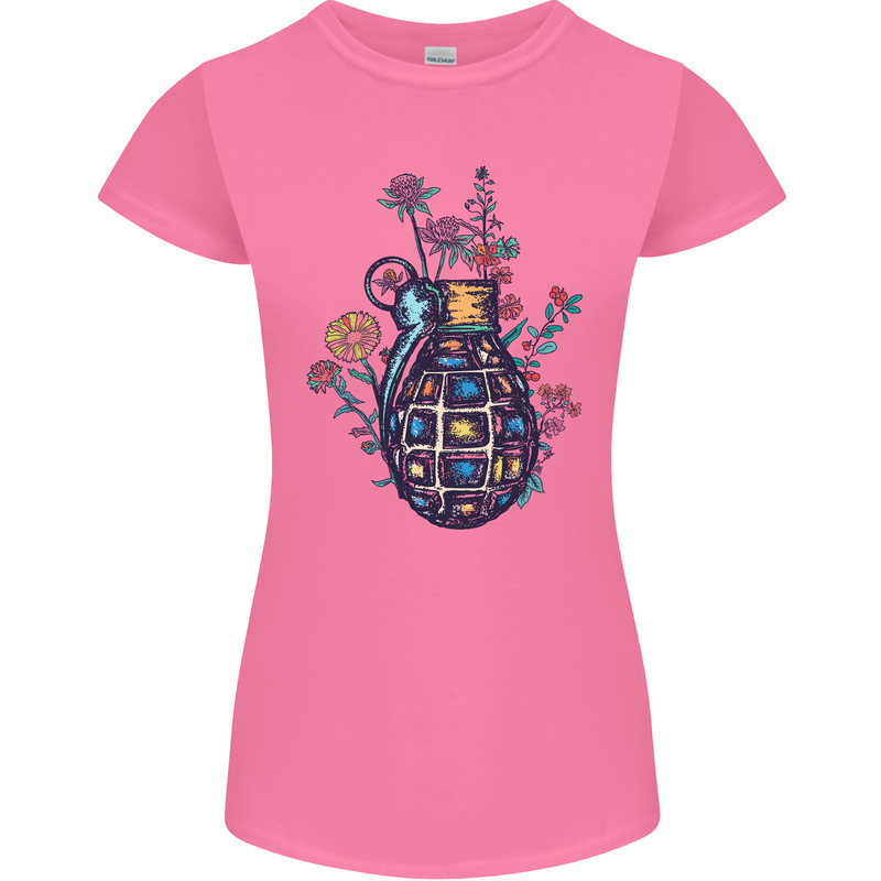 Peace Grenade Anti-War Pacifist World Hippy Womens Petite Cut T-Shirt Azalea