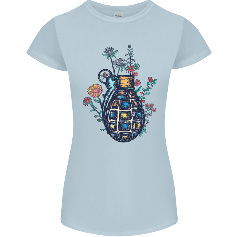 Peace Grenade Anti-War Pacifist World Hippy Womens Petite Cut T-Shirt Light Blue