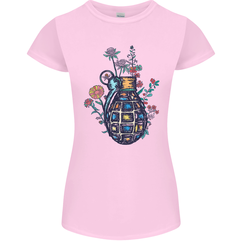 Peace Grenade Anti-War Pacifist World Hippy Womens Petite Cut T-Shirt Light Pink