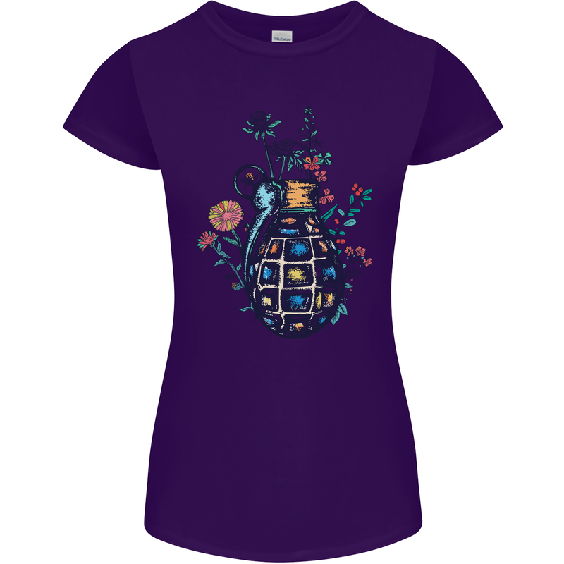 Peace Grenade Anti-War Pacifist World Hippy Womens Petite Cut T-Shirt Purple