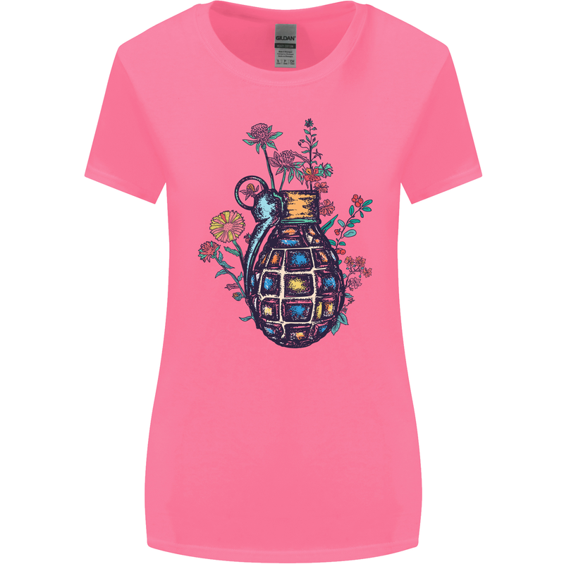 Peace Grenade Anti-War Pacifist World Hippy Womens Wider Cut T-Shirt Azalea