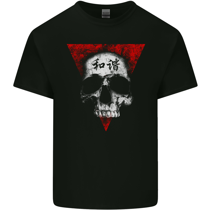 Peace Harmony Skull Gothic Biker Motorbike Kids T-Shirt Childrens Black