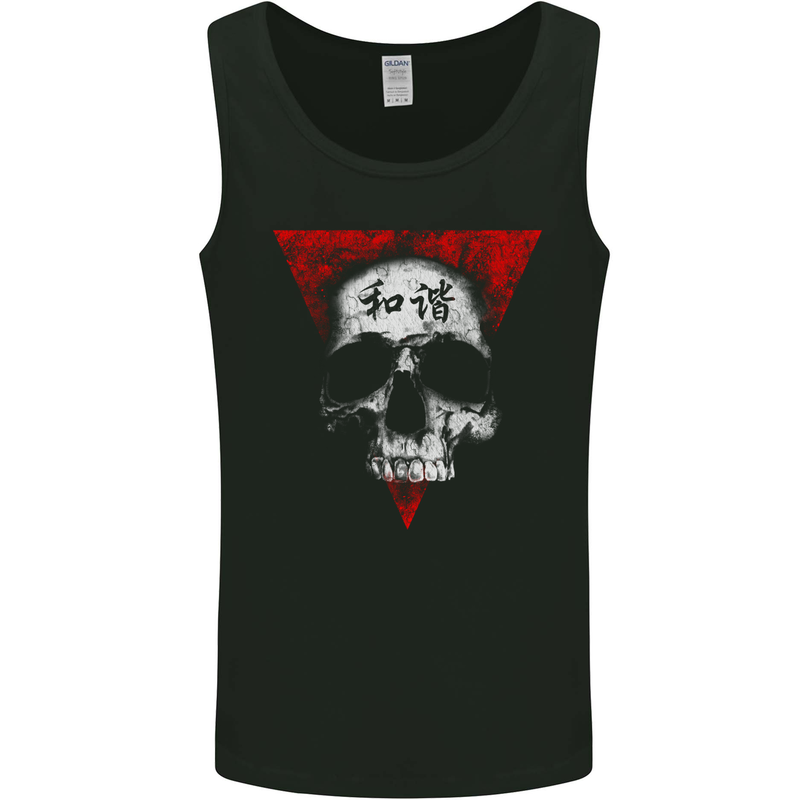 Peace Harmony Skull Gothic Biker Motorbike Mens Vest Tank Top Black