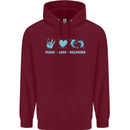 Peace Love Dolphins Childrens Kids Hoodie Maroon