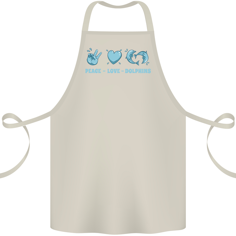 Peace Love Dolphins Cotton Apron 100% Organic Natural