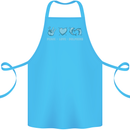 Peace Love Dolphins Cotton Apron 100% Organic Turquoise