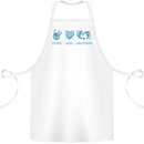 Peace Love Dolphins Cotton Apron 100% Organic White