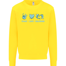 Peace Love Dolphins Kids Sweatshirt Jumper Yellow
