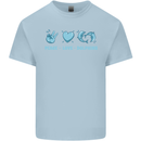 Peace Love Dolphins Kids T-Shirt Childrens Light Blue