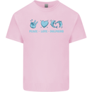Peace Love Dolphins Kids T-Shirt Childrens Light Pink