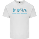 Peace Love Dolphins Kids T-Shirt Childrens White