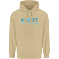 Peace Love Dolphins Mens 80% Cotton Hoodie Sand