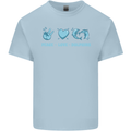 Peace Love Dolphins Mens Cotton T-Shirt Tee Top Light Blue