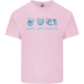 Peace Love Dolphins Mens Cotton T-Shirt Tee Top Light Pink