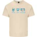 Peace Love Dolphins Mens Cotton T-Shirt Tee Top Natural