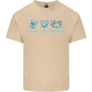 Peace Love Dolphins Mens Cotton T-Shirt Tee Top Sand