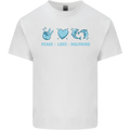 Peace Love Dolphins Mens Cotton T-Shirt Tee Top White