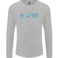Peace Love Dolphins Mens Long Sleeve T-Shirt Sports Grey