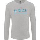 Peace Love Dolphins Mens Long Sleeve T-Shirt Sports Grey