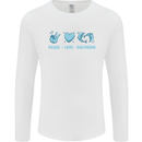 Peace Love Dolphins Mens Long Sleeve T-Shirt White