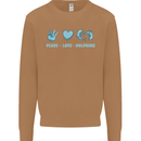 Peace Love Dolphins Mens Sweatshirt Jumper Caramel Latte