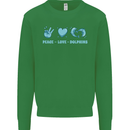 Peace Love Dolphins Mens Sweatshirt Jumper Irish Green
