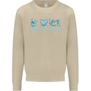 Peace Love Dolphins Mens Sweatshirt Jumper Sand