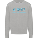 Peace Love Dolphins Mens Sweatshirt Jumper Sports Grey