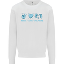 Peace Love Dolphins Mens Sweatshirt Jumper White