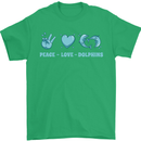 Peace Love Dolphins Mens T-Shirt 100% Cotton Irish Green
